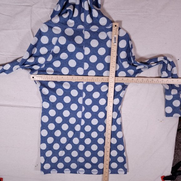 Betabrand Blue Polka Dot Cowl Neck Pullover Tunic Hoodie Large Made in USA - Picture 3 of 16